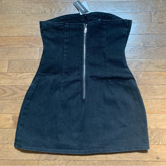 PrettyLittleThing Washed Black Seam Front Denim Mini Dress USA 8 , UK 12 Black - Picture 4 of 14